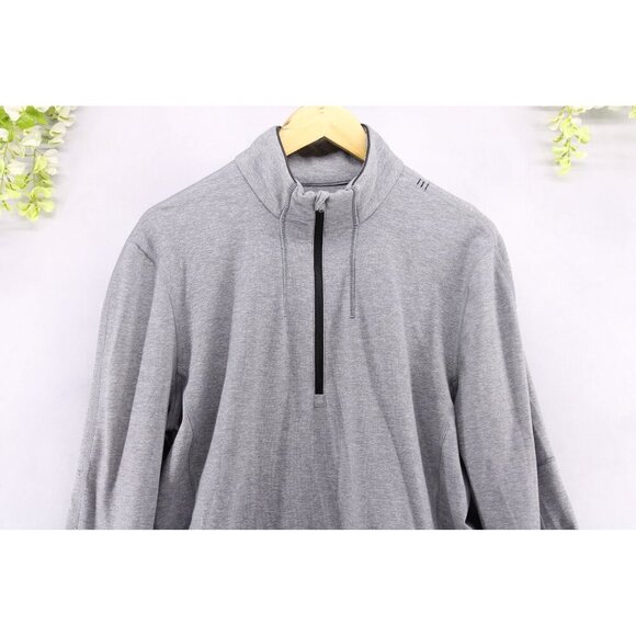 Lululemon Men's Sweat Session 1/2 Zip Silver Heathered Slate Sz L - Picture 3 of 11